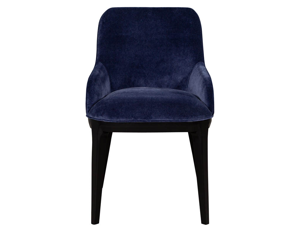 Set Of 10 Custom Navy Velvet Modern, Indigo Blue Velvet Dining Chairs