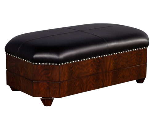 Black Leather Top Storage Ottoman by EJ Victor