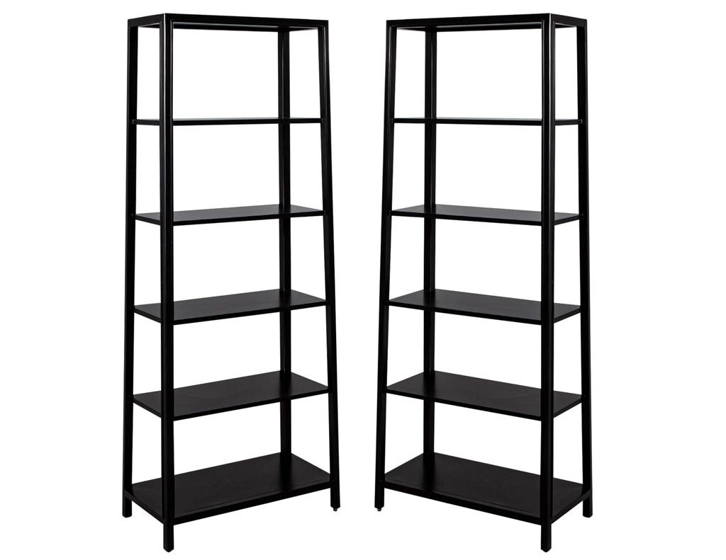 Pair of Modern Black Bookcases in Solid Wood - Carrocel Fine Furniture