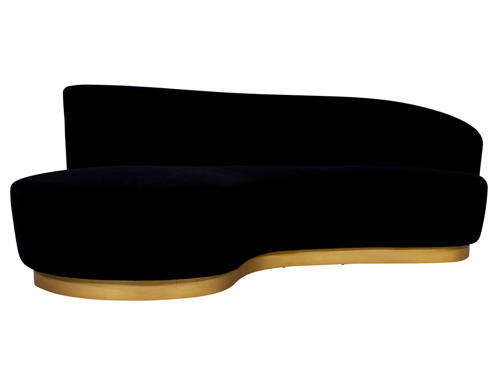 Black velvet curved on sale sofa