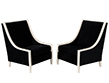 Pair of Modern Cream Arm Chairs in Black Velvet