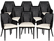 Set of 8 Modern Black Cane Dining Chairs by Baker Kara Mann