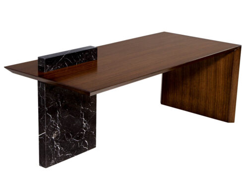 Custom Modern Waterfall Desk with Marble Accent