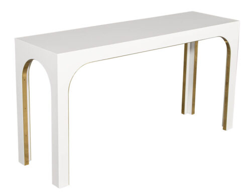 Sleek Modern White Console Table with Metal Accents