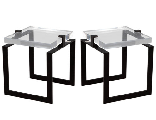 Pair of Modern Acrylic and Metal Side Tables