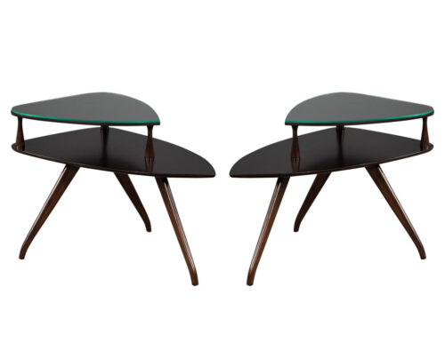 Pair of Walnut Mid-Century Modern Kagan Style Torpedo End Tables