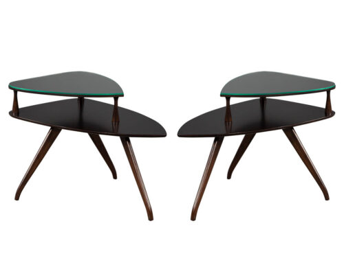 Pair of Walnut Mid-Century Modern Kagan Style Torpedo End Tables