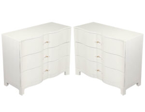 Pair of Modern Cream Chests with Curved Fronts