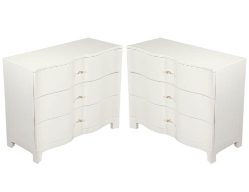 Pair of Modern Cream Chests with Curved Fronts