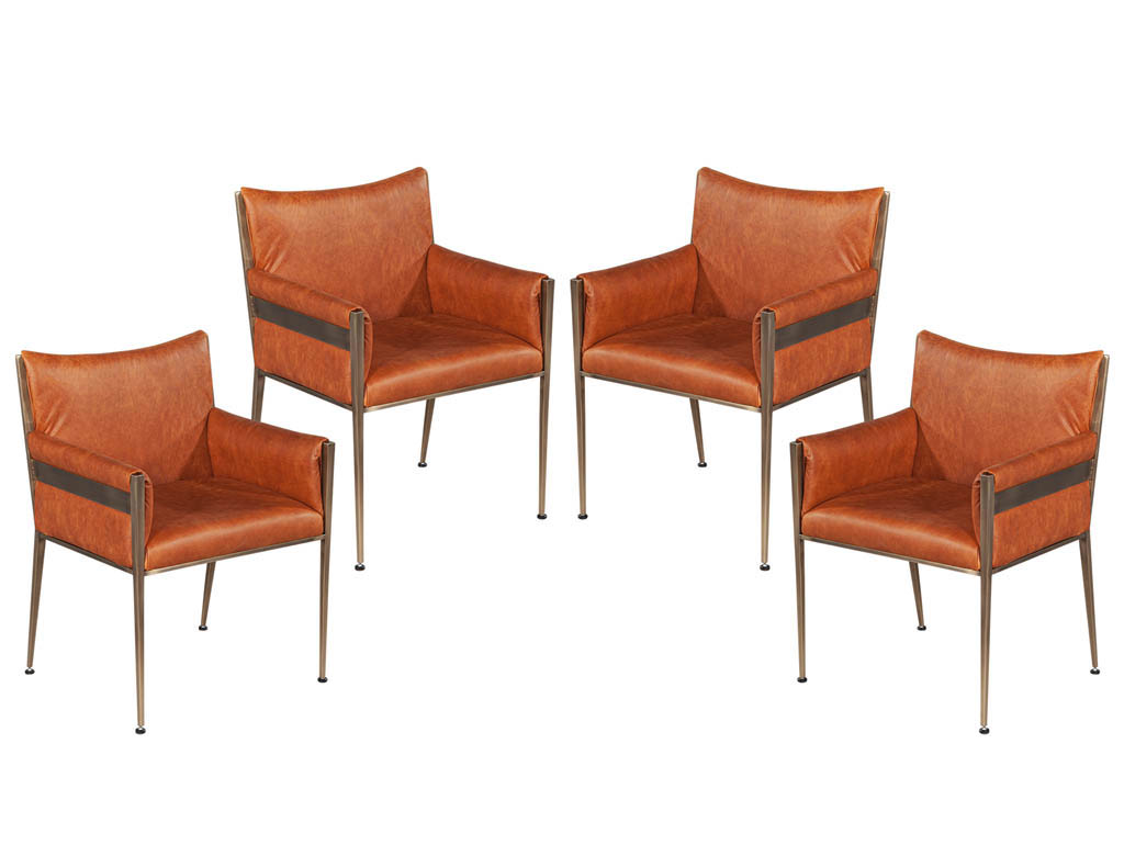 Set Of 4 Custom Modern Leather Dining, Leather Dining Chair Modern