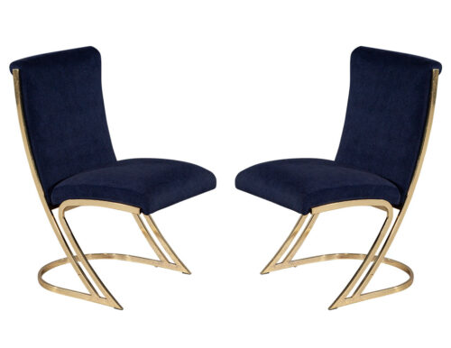 Pair of Vintage Mid-Century Modern Brass Dining Chairs