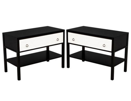 Pair of Modern Black and White Nightstands