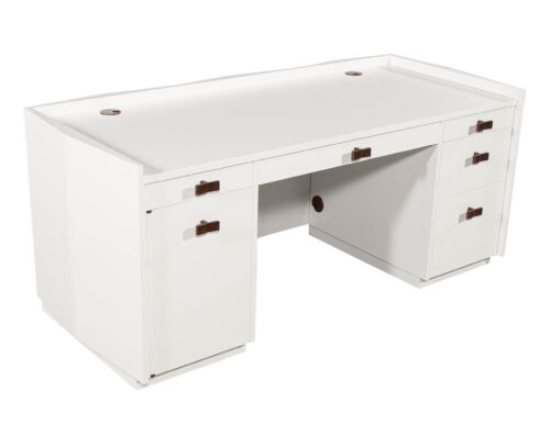 Modern White Lacquered Executive Desk Normandie by Baker Furniture