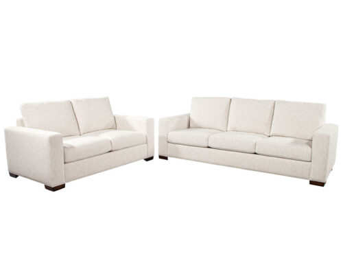 Custom Modern Living Room Sofa Set in Designer Cream Fabric