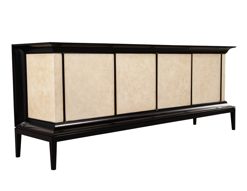 B-2075-Modern-Black-Lacquered-Sideboard-Faux-Parchment-Fronts-0013