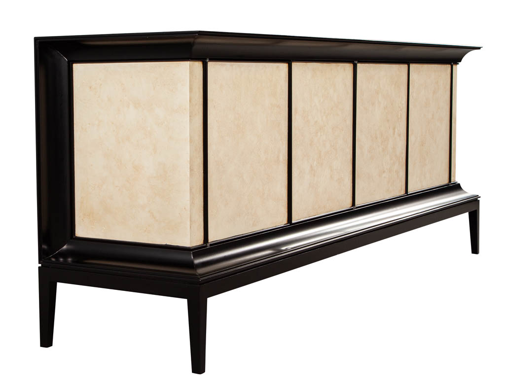 B-2075-Modern-Black-Lacquered-Sideboard-Faux-Parchment-Fronts-0016