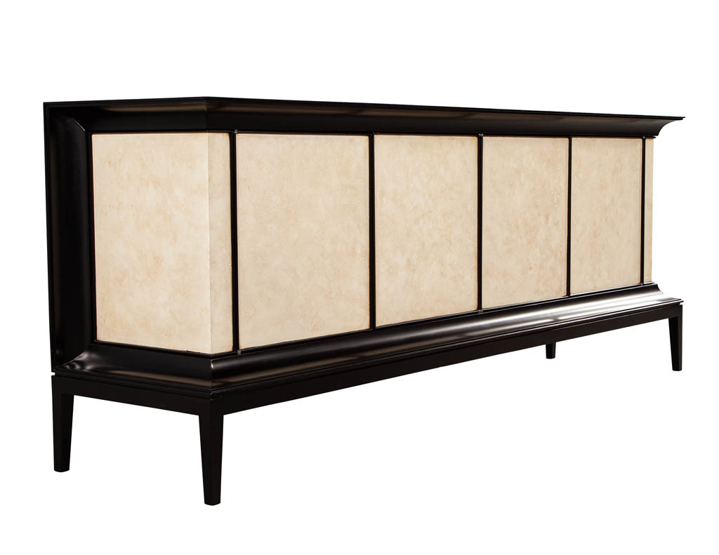 B-2075-Modern-Black-Lacquered-Sideboard-Faux-Parchment-Fronts-0017