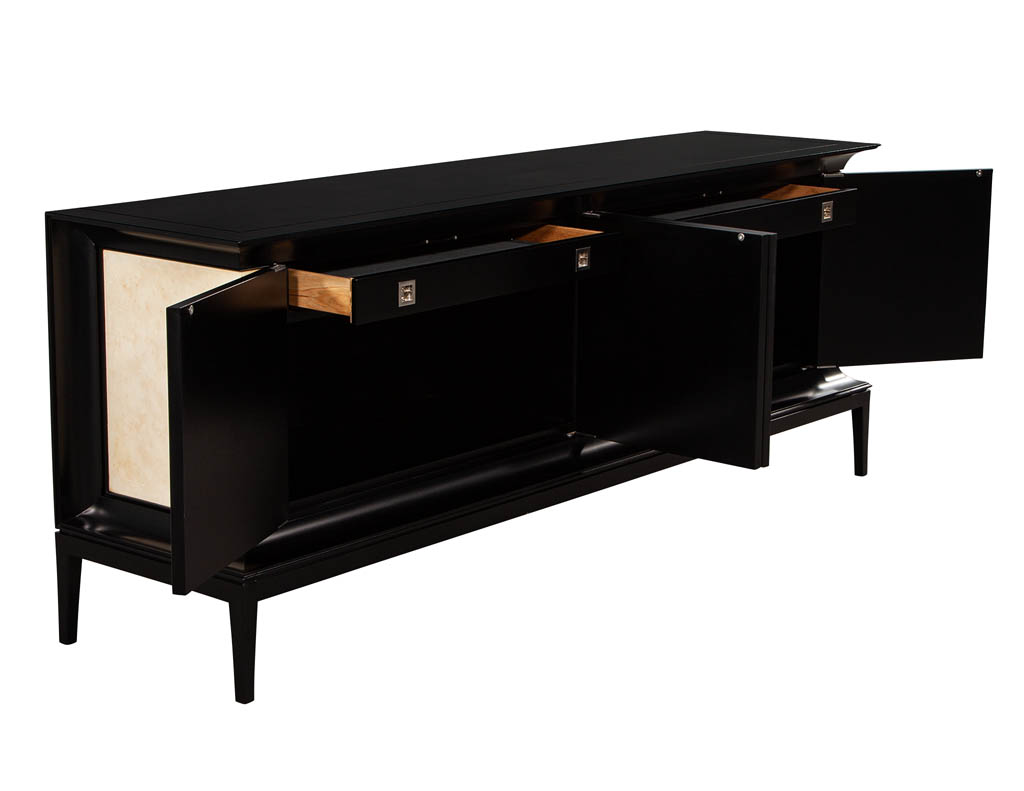 B-2075-Modern-Black-Lacquered-Sideboard-Faux-Parchment-Fronts-003