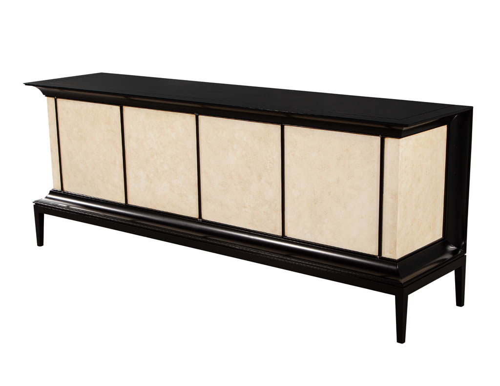 B-2075-Modern-Black-Lacquered-Sideboard-Faux-Parchment-Fronts-005