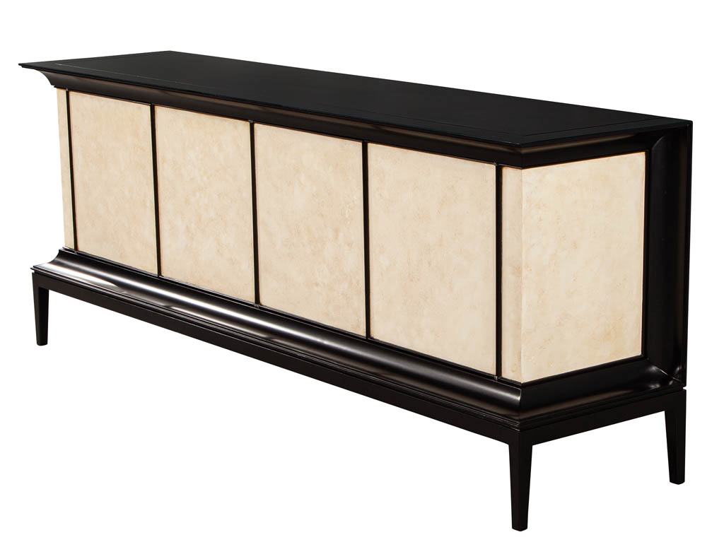 B-2075-Modern-Black-Lacquered-Sideboard-Faux-Parchment-Fronts-006