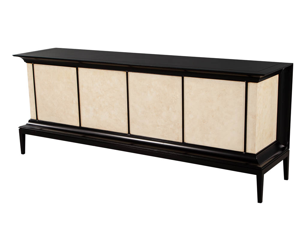 B-2075-Modern-Black-Lacquered-Sideboard-Faux-Parchment-Fronts-007