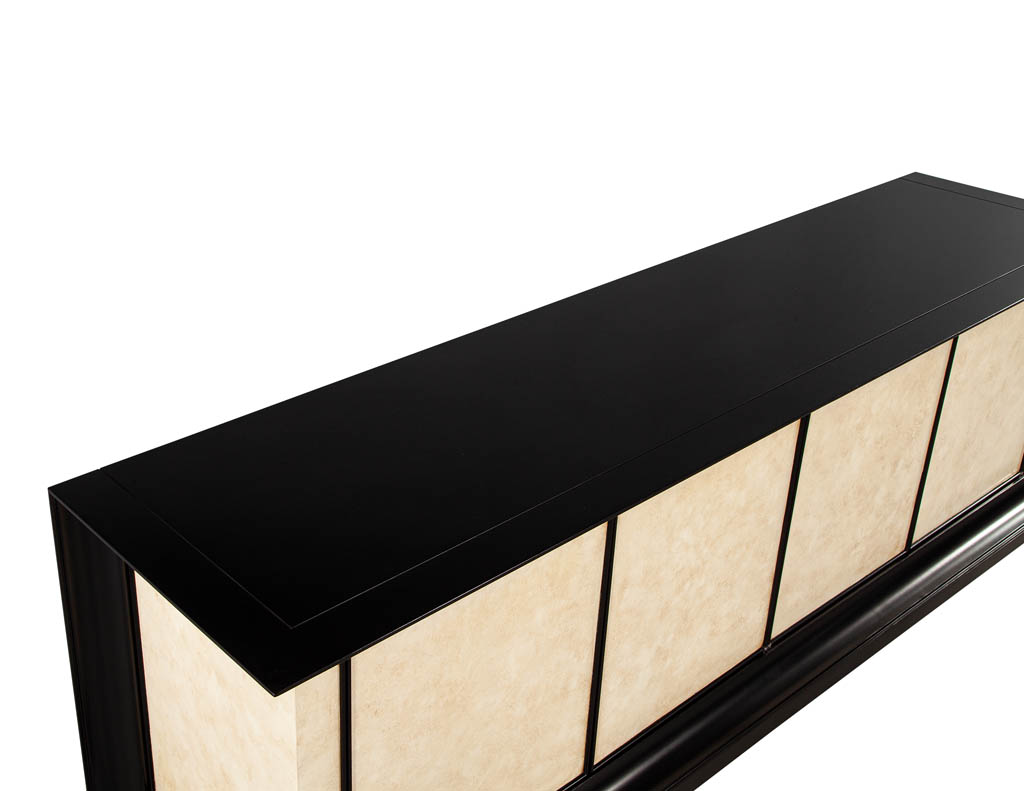 B-2075-Modern-Black-Lacquered-Sideboard-Faux-Parchment-Fronts-009