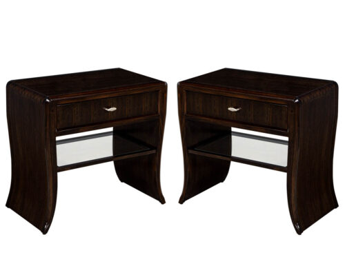 Pair of Waterfall Mozambique and Mahogany End Tables