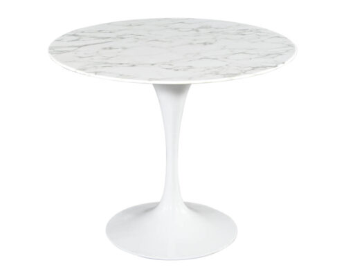 Round Marble Top Breakfast Table with Polished White Tulip Pedestal