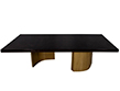Custom Macassar Dining Table with Brass Bases