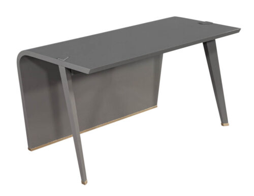 Modern Waterfall Desk in Custom Grey Hand Polished Finish