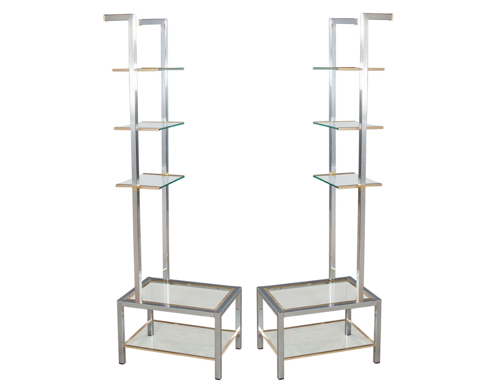 C-3101-Pair-Modern-Stainless-Steel-Brass-Bookshelves-Wall-Units-001