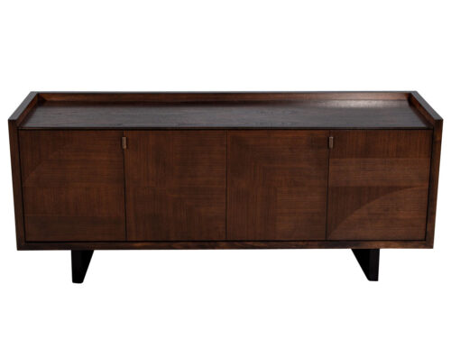 Modern Walnut Sideboard Buffet with Marquetry Inlay by Baker Furniture