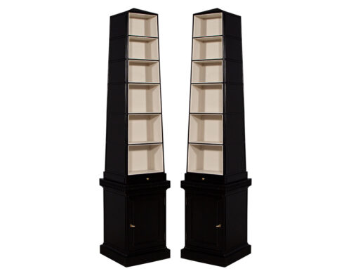 Pair of Abstract Obelisk Bookcase Cabinets by Baker Furniture