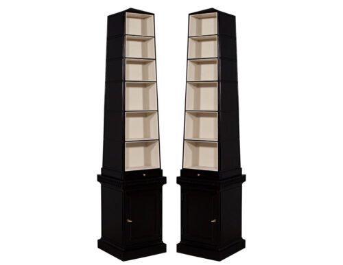 Pair of Abstract Obelisk Bookcase Cabinets by Baker Furniture