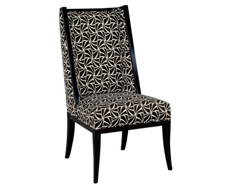 Custom D'Barto Side Chair in Black and White Geometric Fabric