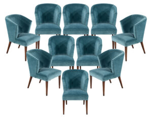Set of 10 Custom Monica Dining Chairs in Designer Velvet