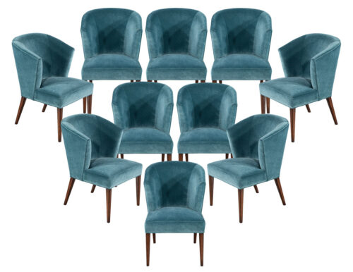 Set of 10 Custom Monica Dining Chairs in Designer Velvet