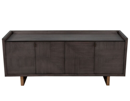 Modern Walnut Sideboard Buffet with Marquetry Inlay in Grey Wash Finish by Baker Furniture