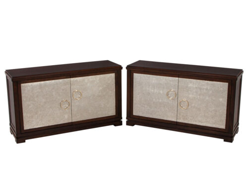 Mahogany Buffet Cabinet with Champagne Leafed Doors by Jacques Garcia for Baker Furniture