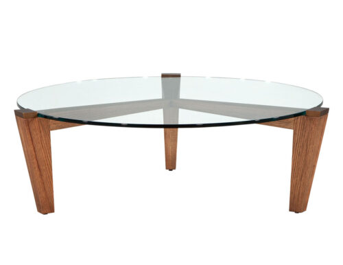 Modern Round Oak Coffee Table with Metal Accents by Ellen Degeneres Salina Table