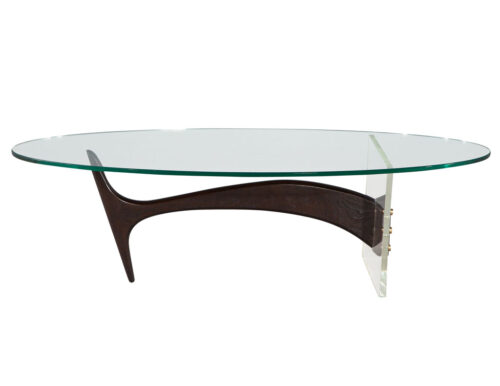 Vintage Mid-Century Modern Walnut Glass & Acrylic Coffee Table