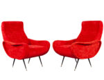LR-3383-Pair-Vintage-Red-Velvet-Italian-Modern-Lounge-Chairs-Zanuso-Style-001