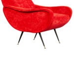 LR-3383-Pair-Vintage-Red-Velvet-Italian-Modern-Lounge-Chairs-Zanuso-Style-0011