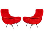 LR-3383-Pair-Vintage-Red-Velvet-Italian-Modern-Lounge-Chairs-Zanuso-Style-002