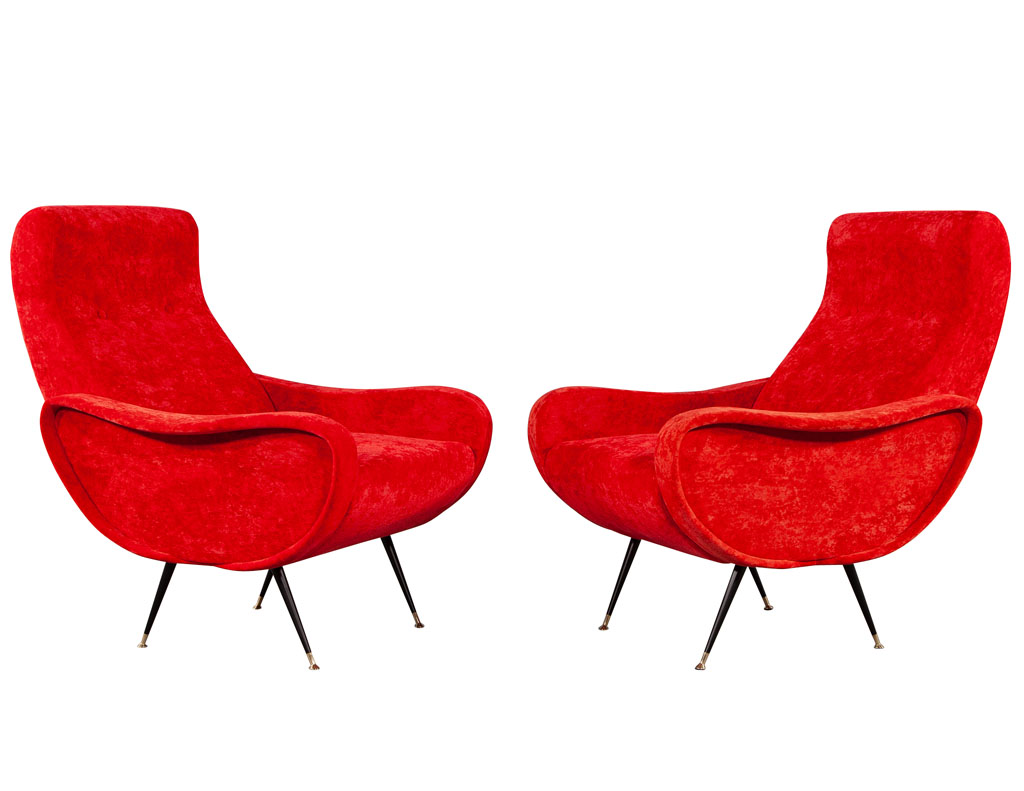 LR-3383-Pair-Vintage-Red-Velvet-Italian-Modern-Lounge-Chairs-Zanuso-Style-002