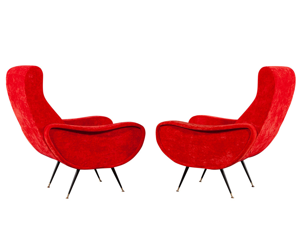 LR-3383-Pair-Vintage-Red-Velvet-Italian-Modern-Lounge-Chairs-Zanuso-Style-004