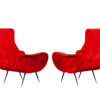 LR-3383-Pair-Vintage-Red-Velvet-Italian-Modern-Lounge-Chairs-Zanuso-Style-005