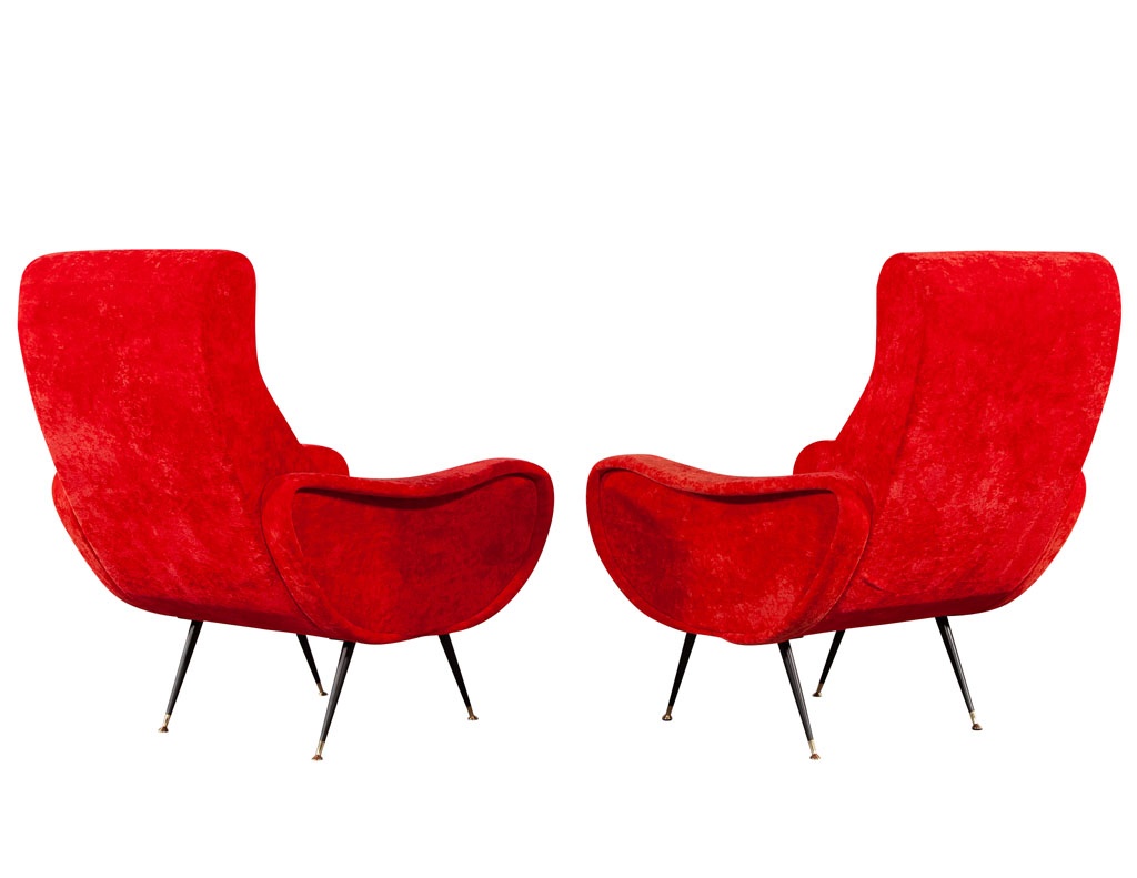 LR-3383-Pair-Vintage-Red-Velvet-Italian-Modern-Lounge-Chairs-Zanuso-Style-005