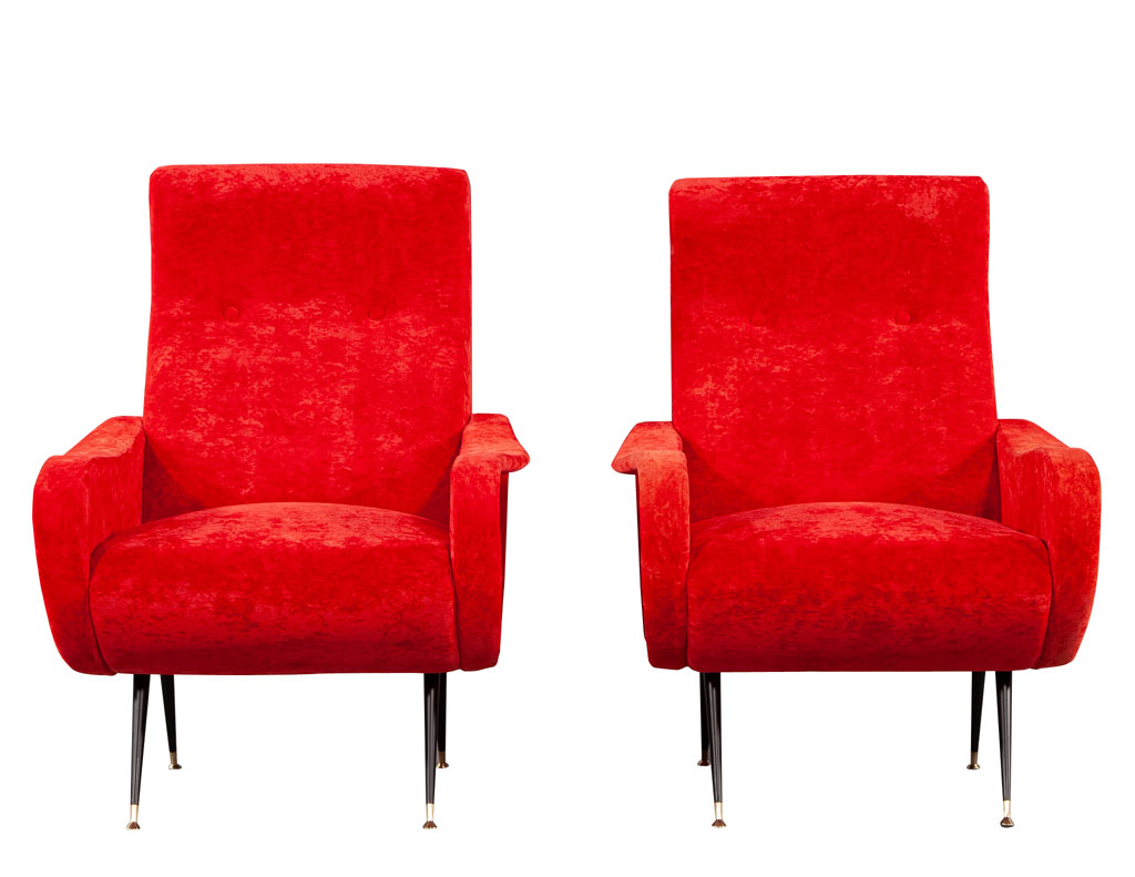 LR-3383-Pair-Vintage-Red-Velvet-Italian-Modern-Lounge-Chairs-Zanuso-Style-007