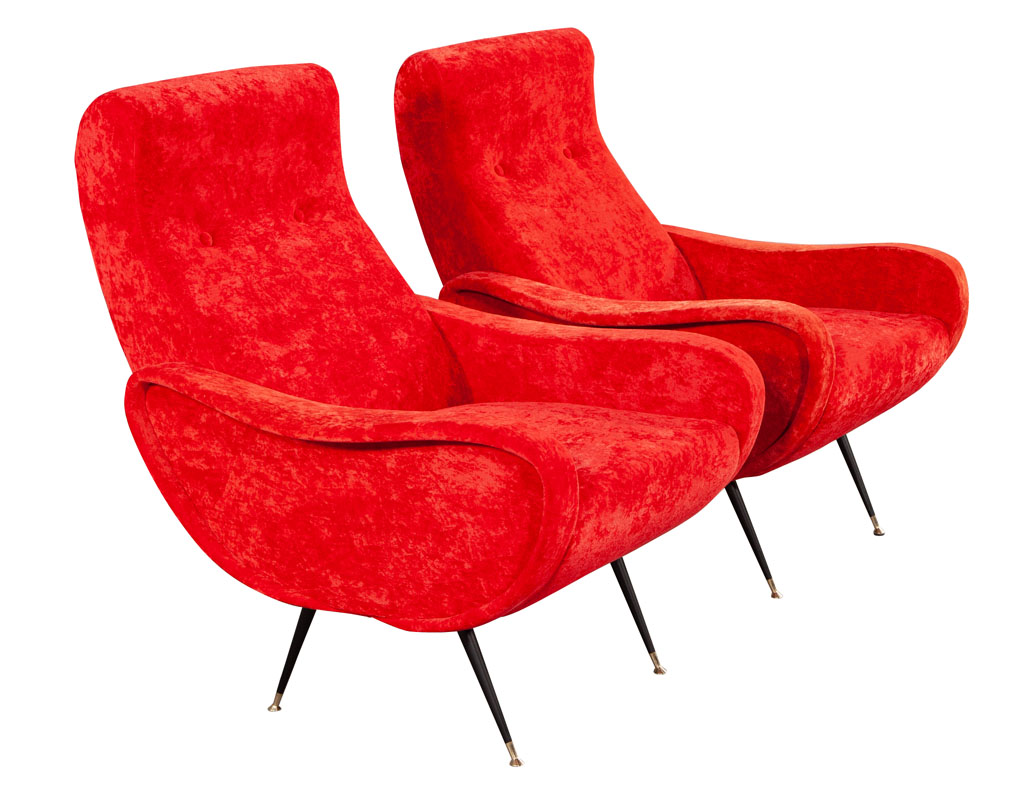 LR-3383-Pair-Vintage-Red-Velvet-Italian-Modern-Lounge-Chairs-Zanuso-Style-008